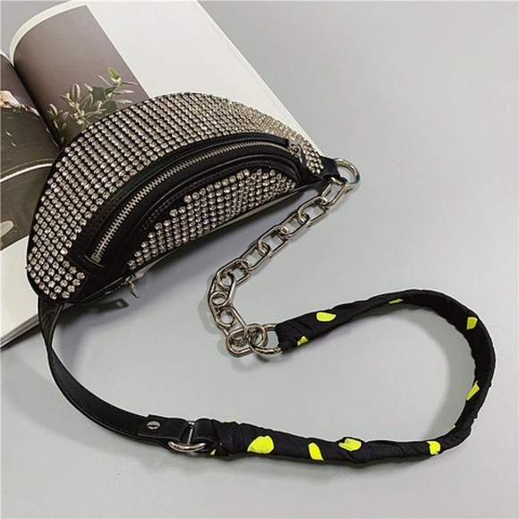 EDGY CHAIN LINK CROSSBODY HANDBAGZ▪︎Slate - Picture 6 of 17